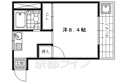 京都市営烏丸線 北大路駅 徒歩20分の賃貸マンション 1階1Kの間取り