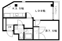 京都市営烏丸線 鞍馬口駅 徒歩13分の賃貸マンション 1階1LDKの間取り