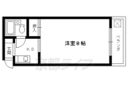 京都市営烏丸線 松ヶ崎駅 徒歩15分の賃貸マンション 3階1Kの間取り