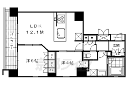 ジ・アーバネックス京都三条通 9階2LDKの間取り