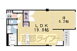 ヴィラスタジオーネ御所南 1LDKの間取図画像