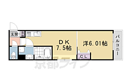 円町レジデンスII 204 2階1DKの間取り