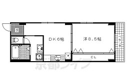 京都市営烏丸線 今出川駅 徒歩10分の賃貸マンション 3階1DKの間取り