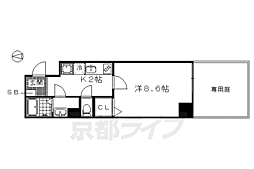 京福電気鉄道北野線 北野白梅町駅 徒歩15分の賃貸マンション 1階1Kの間取り