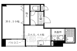京福電気鉄道北野線 北野白梅町駅 徒歩5分の賃貸マンション 3階1DKの間取り