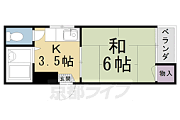 JR山陰本線 二条駅 徒歩13分の賃貸マンション 3階1Kの間取り