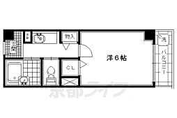 京都市営烏丸線 今出川駅 徒歩20分の賃貸マンション 3階1Kの間取り