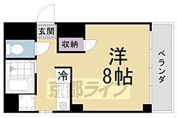 京都市営烏丸線 今出川駅 徒歩13分の賃貸マンション 3階1Kの間取り