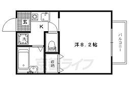 京都市営烏丸線 今出川駅 徒歩6分の賃貸アパート 1階1Kの間取り