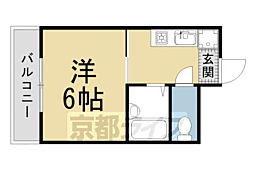 京都市営烏丸線 丸太町駅 徒歩14分の賃貸マンション 2階1Kの間取り
