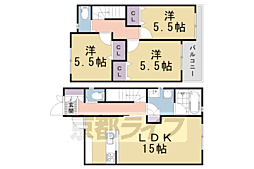 北白川東伊織町貸家 3LDKの間取り
