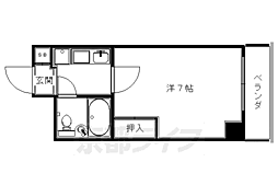 リバティ東大路 4階1Kの間取り