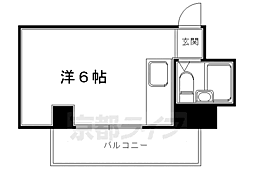 京都市営烏丸線 国際会館駅 徒歩1分の賃貸マンション 4階ワンルームの間取り