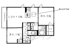 シャーメゾン上賀茂 2階2LDKの間取り