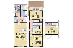 上高野鷺町貸家 3SLDKの間取り