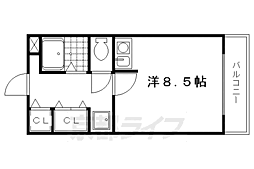京福電気鉄道北野線 北野白梅町駅 徒歩18分の賃貸アパート 2階ワンルームの間取り
