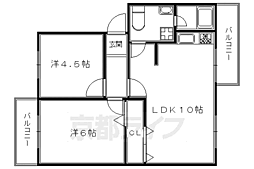 花園マンション 1階2LDKの間取り