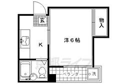 京都市営烏丸線 北大路駅 徒歩22分の賃貸マンション 3階1Kの間取り