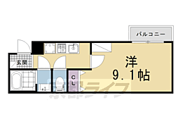仮）左京区北白川西町計画 3階1Kの間取り