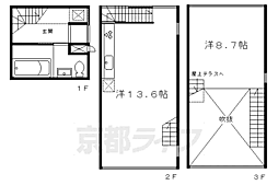 ｎｏｒｔｈ−ｃｏｔｔａｇｅ 3階1LDKの間取り