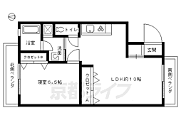 カーム北山 1階1LDKの間取り