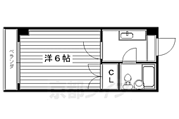 パン・クリニックス北白川 2階1Kの間取り