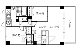 ザ・グレース京都岡崎 2階2LDKの間取り