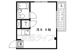 京福電気鉄道北野線 北野白梅町駅 徒歩2分の賃貸マンション 2階ワンルームの間取り