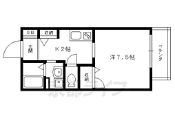 メゾンクレセント 1Kの間取図画像