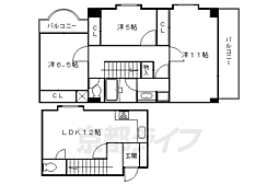 レヴィア北白川 3LDKの間取図画像