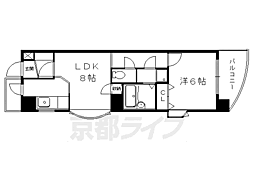 ヴィラヤマカワ 1LDKの間取図画像