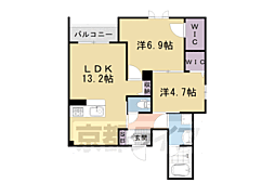 カルハート西大路御池 2LDKの間取図画像