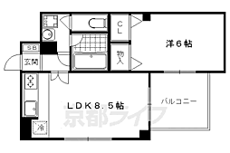 ルミエール出町柳 1LDKの間取図画像