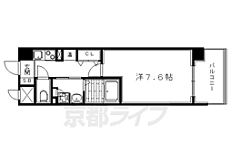 インベスト京都白川 1Kの間取図画像