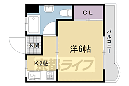銀閣寺南 1Kの間取図画像