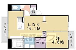 バウム西賀茂 1LDKの間取図画像