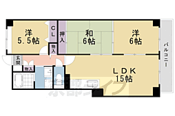 パレスコート・二条 3LDKの間取図画像