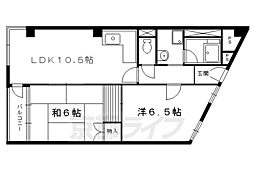 京福修学院マンション 2LDKの間取図画像