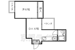 フレーヴァー北山 1DKの間取図画像