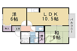 クレール井ノ口B棟 2LDKの間取図画像
