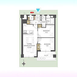 大宮大成町住宅 2LDKの間取図画像