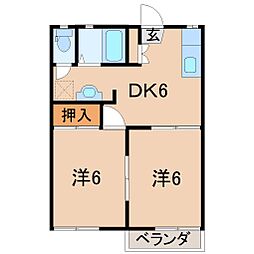リリカルハウス 2DKの間取図画像