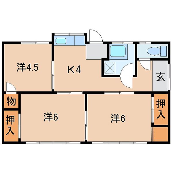 吉田住宅（川原町36） ｜福島県伊達市川原町(賃貸一戸建3K・--・50.50㎡)の写真 その2