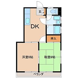 グリーンハイツ荒町 1階2DKの間取り