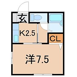 リーベンスハイムE棟 1Kの間取図画像