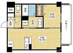 アヴニール東三国 6階1LDKの間取り