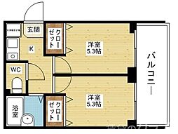 Dorm淡路 1階2Kの間取り