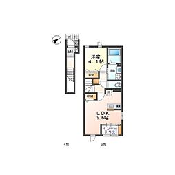 エバーレジデンス 2階1LDKの間取り