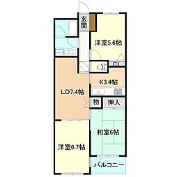 グランドヒルズ筑波学園都市　壱番館 3階3LDKの間取り