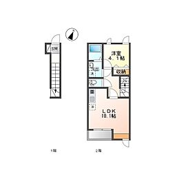プランドール．Ｉ 2階1LDKの間取り